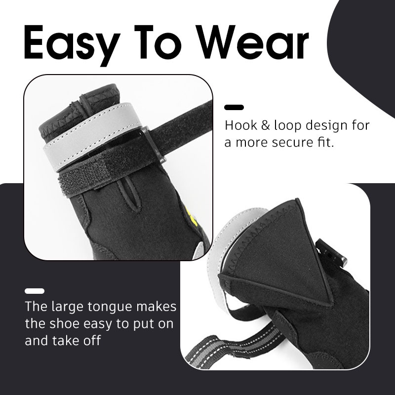 HamshMoc Bộ 4 Giày Bốt Bảo Vệ Chân Chống Trượt Chống Thấm Nước Màu Phản Quang Thoải Mái Khi Đi Ngoài Trời Cho Thú Cưng Cỡ Vừa Và Lớn