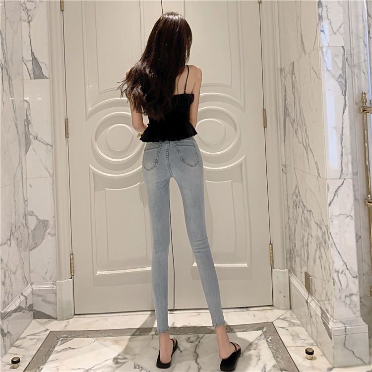 Quần Jean Lưng Cao Dáng Ôm Co Giãn Phong Cách Hàn Quốc Thời Trang Xuân Thu Hàng Mới 2023