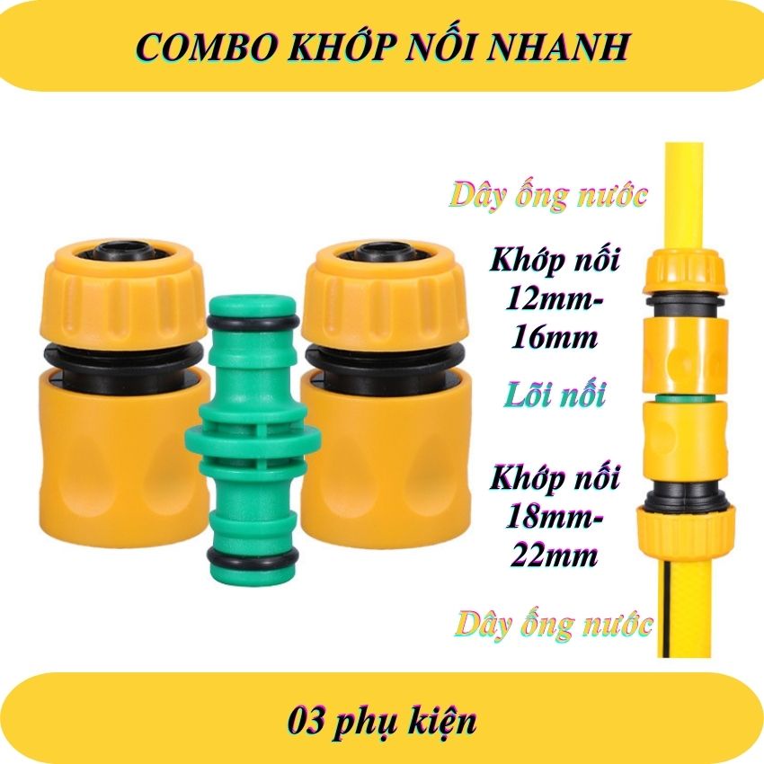 Khớp nối nhanh mang xông hai đầu ống dây phi 10mm đến phi 32mm lionking