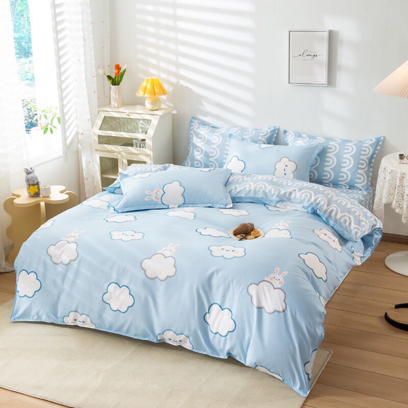 Bộ 4 Món Chăn Ga Gối Poly Cotton 3D Nhập Khẩu - Drap Cotton Tông Vàng Tươi