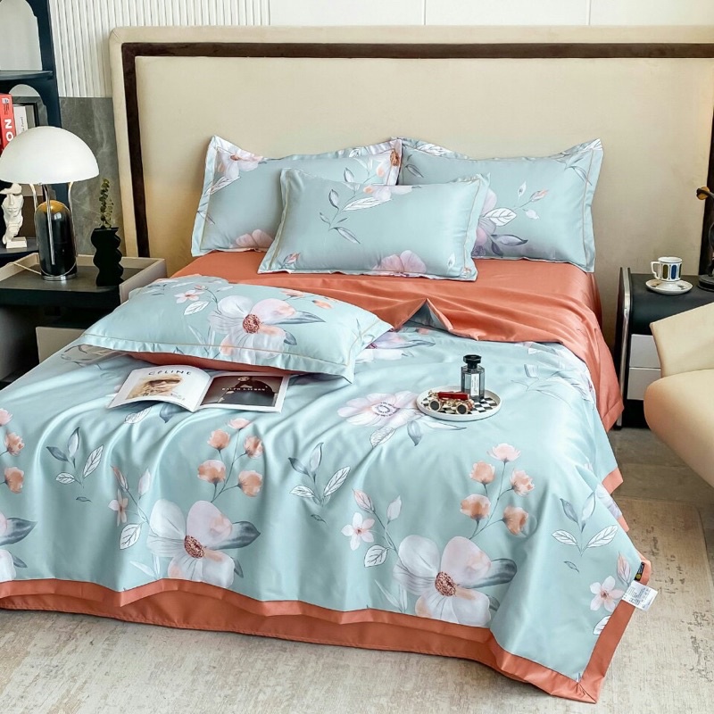 Bộ Chăn Ga Gối Lụa Thái Trần Bông Loại 1 Mềm Mịn, Chăn Mền Trần Hè Mát Lạnh Mẫu Mới 2022