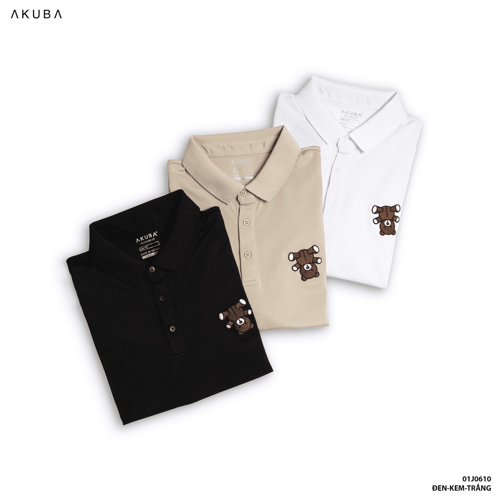 Áo polo nam vải cá sấu cotton Akuba form slimfit, chất liệu thoáng mát, mềm mại, thấm hút mồ hôi tốt |01J0610