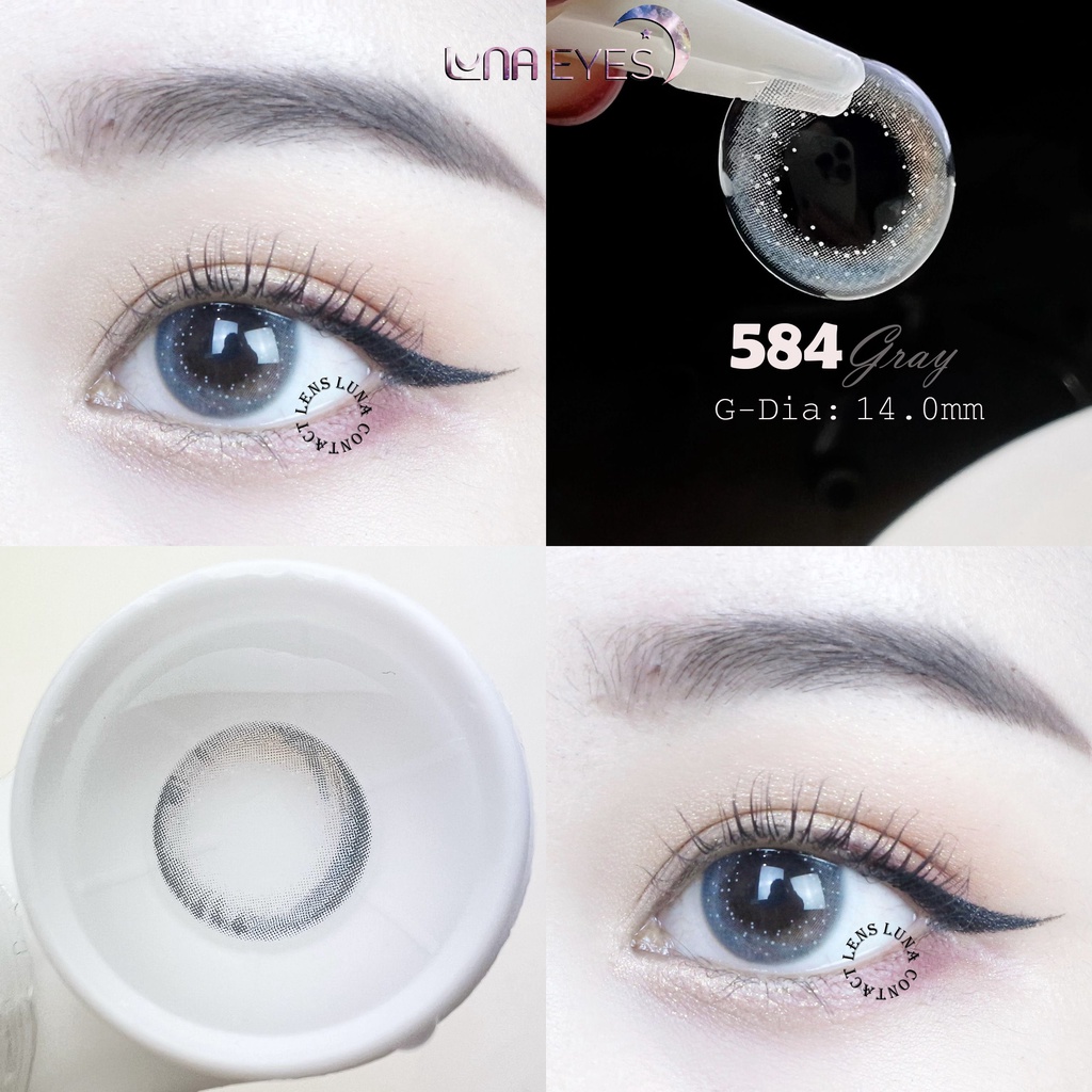 [1 year] Kính áp tròng LUNA EYES 584 GRAY - Lens size nhỏ