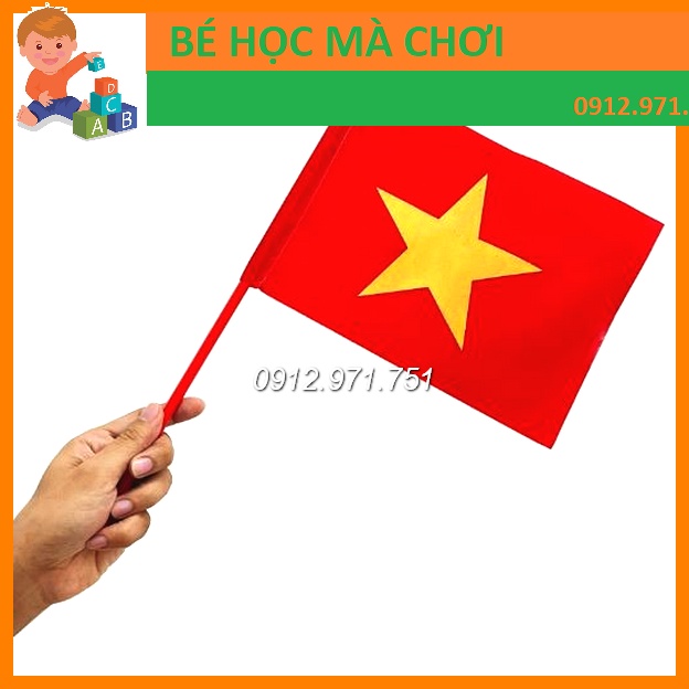 Cờ vẫy cầm tay lá cờ Việt Nam cán nhựa trắng - Cờ khai giảng, cổ vũ bóng đá