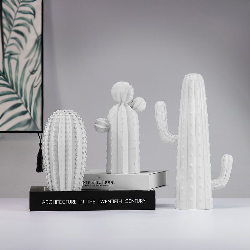 Nordic Simple White Golden Cactus Artifical Cereus Decorative Craft Decoration Model Room/Nordic ins