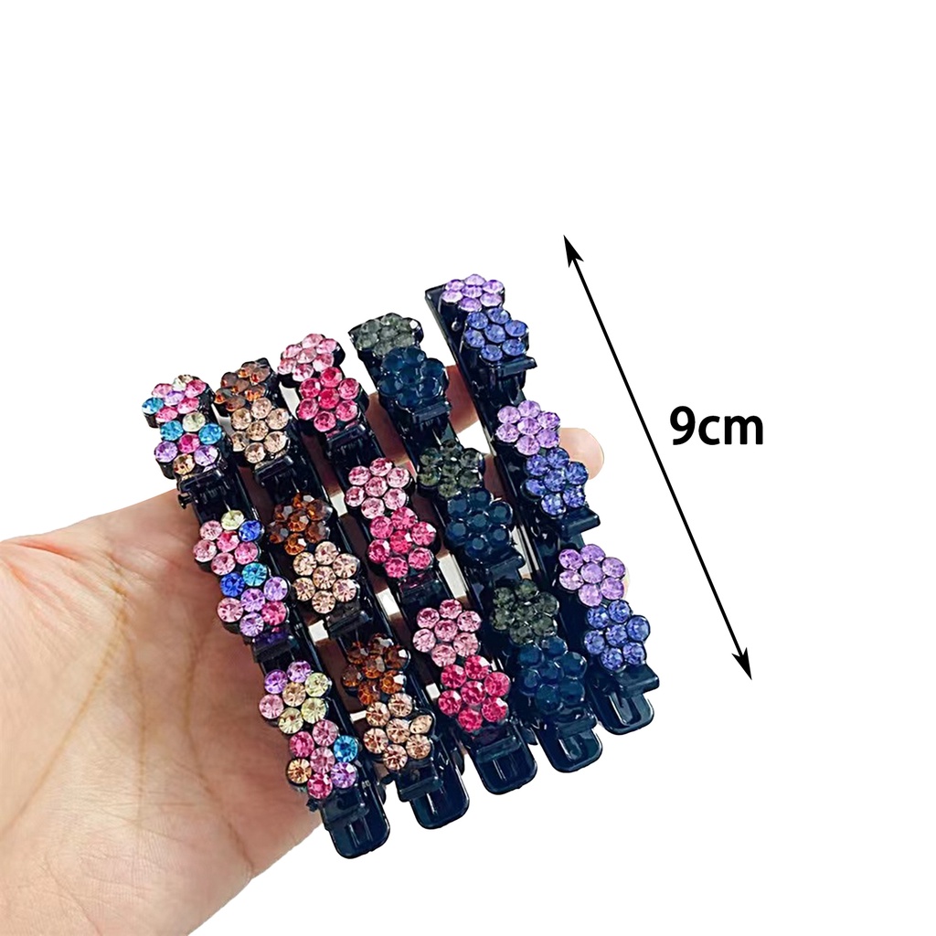 Set 4 / 5 Kẹp Tóc Hai Lớp Hình Bông Hoa Co Giãn Chống Trượt Chống Trầy Xước Chống Rơi