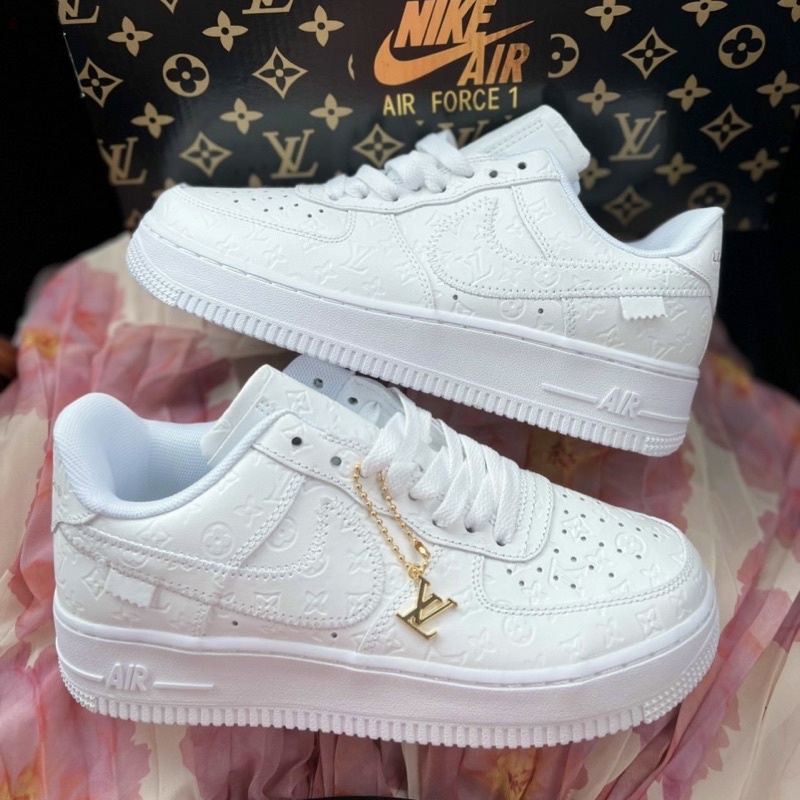 l Hoả Tốc l Giày thể thao Air Force L.V da full trắng hàng SC đẹp nhất thị trường full bill box