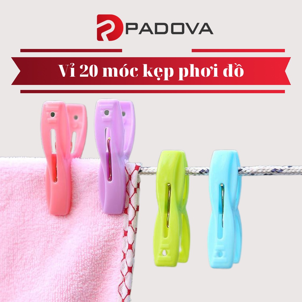 Set 20 Móc Kẹo Phơi Tất, Phơi Đồ Lót Đa Năng, Thiết Kế Chống Trượt PADOVA 5117