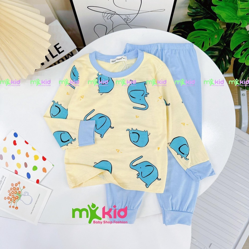 Đồ Bộ Dài Tay Bé Trai, Bé Gái MK KID Với Họa Tiết Trái Cây Dễ Thương, Bộ Thun Lạnh Mặc Nhà Cho Bé 8-26kg