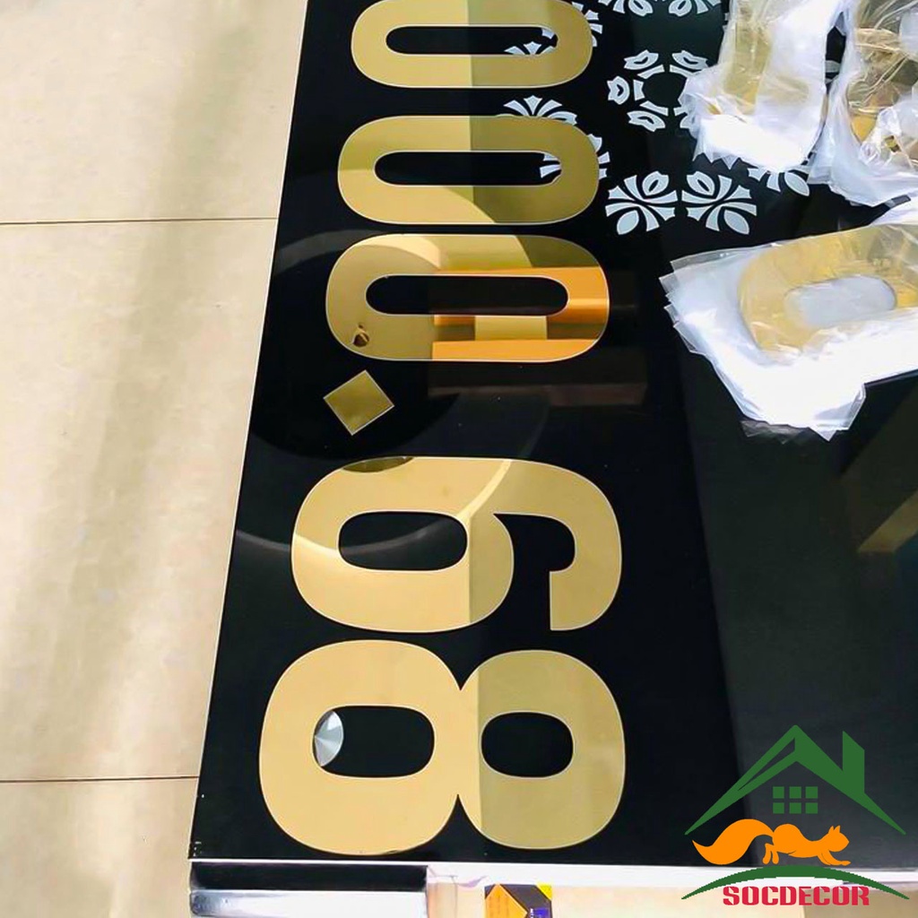 Biển Số Nổi Alu Gương Vàng Dán Xe Tải,Trang Trí Xe Tải,Biển Số Dán Thùng Xe.Cắt Theo Yêu Cầu.Socdecor