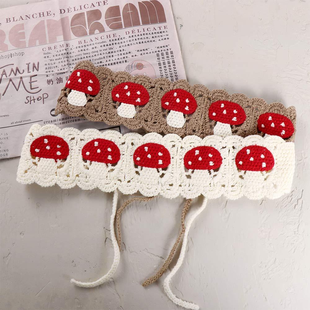 Băng Đô Cài Tóc Đan Len Họa Tiết Nấm Phong Cách Retro Thời Trang Mùa Thu Cho Nữ