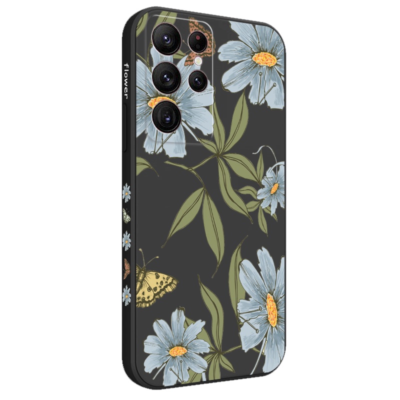 Bao Da Điện Thoại Họa Tiết Bướm Hoa Lan Cho samsung galaxy s23 s22 fe ultra plus Ốp