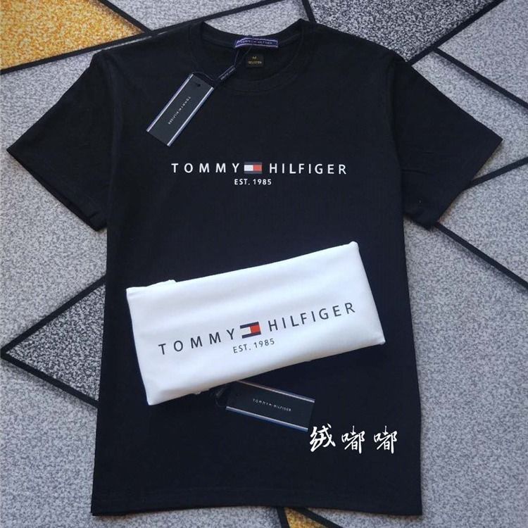 Áo Thun Cotton Ngắn Tay Cổ Tròn Dáng Rộng In Logo Tommy HiIfiger Cá Tính Cho Nam Nữ