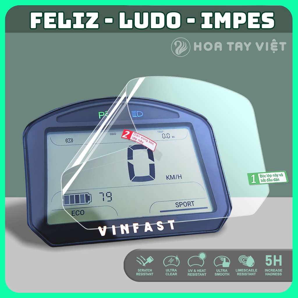 Miếng dán VINFAST FELIZ - LUDO - IMPES chống trầy xước mặt đồng hồ xe VINFAST