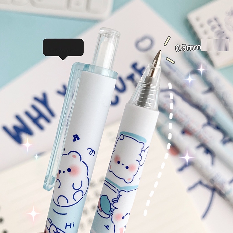 Bút Gel Mực Đen Ngòi 0.5mm Kiểu Hoạt Hình Dễ Thương Cho Học Sinh - Yala