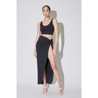 Set Áo Crop Top & Chân Váy Xẻ Tà - Ribbed Crop Top & Side-Slit Skirt Set