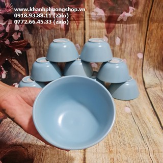 Bộ 10 chén cơm sứ màu xanh ngọc - chén cơm sứ màu xanh ngọc