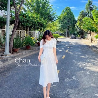 [CHAN BIGSIZE] Đầm midi phối cúc bigsize
