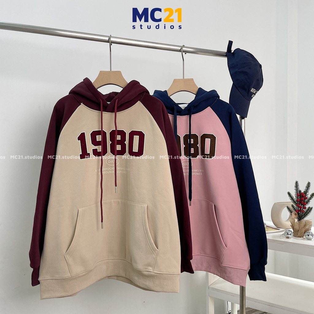 Áo hoodie oversize MC21.STUDIOS Unisex nam nữ form rộng Ulzzang Streetwear Hàn Quốc chất nỉ lót lông dày mịn A3430