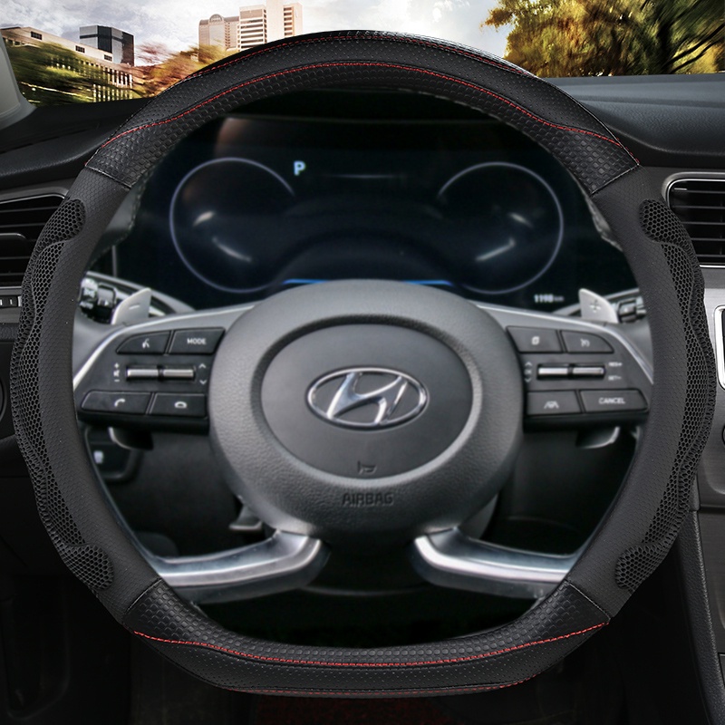 Bọc Vô Lăng Bằng Da Sợi Nhỏ Hình Chữ D Cho Hyundai Creta II 2021 2022 2023