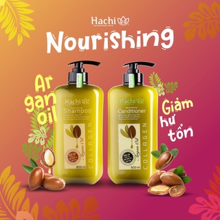 Combo dầu gội xả dành cho tóc hư tổn Hachi Nourishing chiết xuất ARGAN dung tích 350ml, 500ml, 800ml