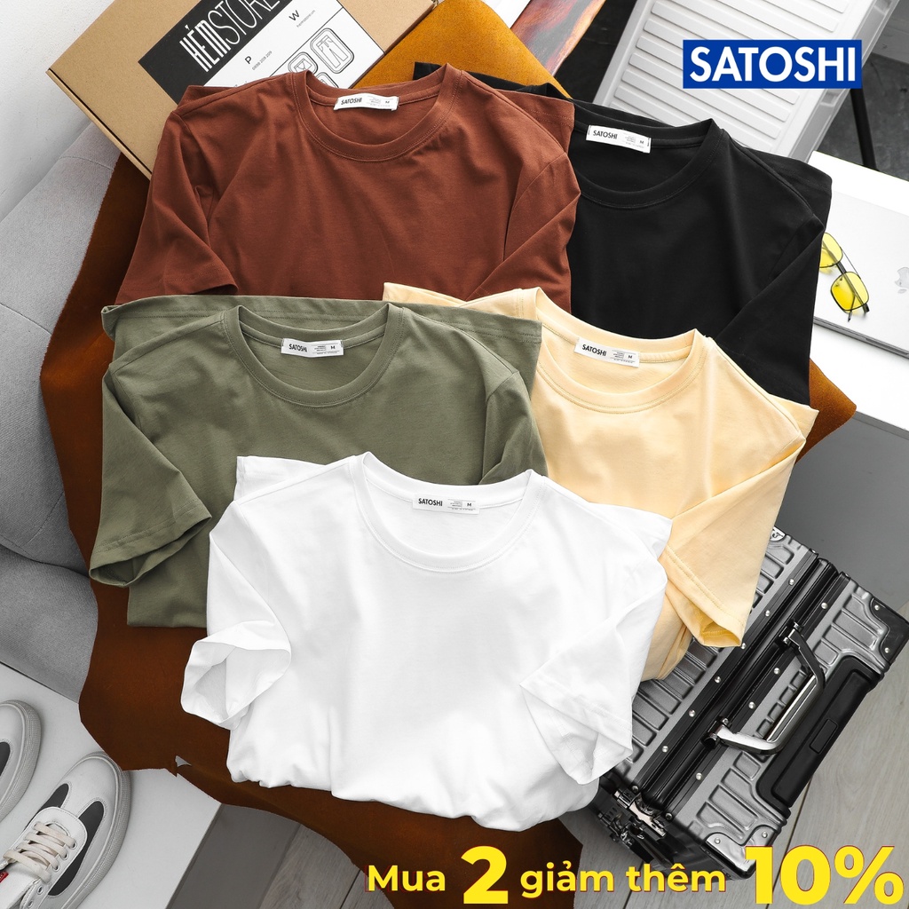 | Satoshi |Áo thun nam SATS88 vải cotton 2 chiều thoáng mát nhiều màu