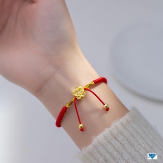 Vòng chỉ đỏ/chỉ đen charm sen bạc xi vàng