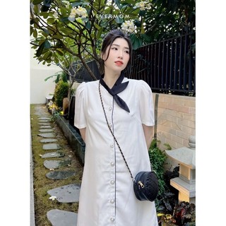 EVEROM - Đầm suông phối cổ lá đen