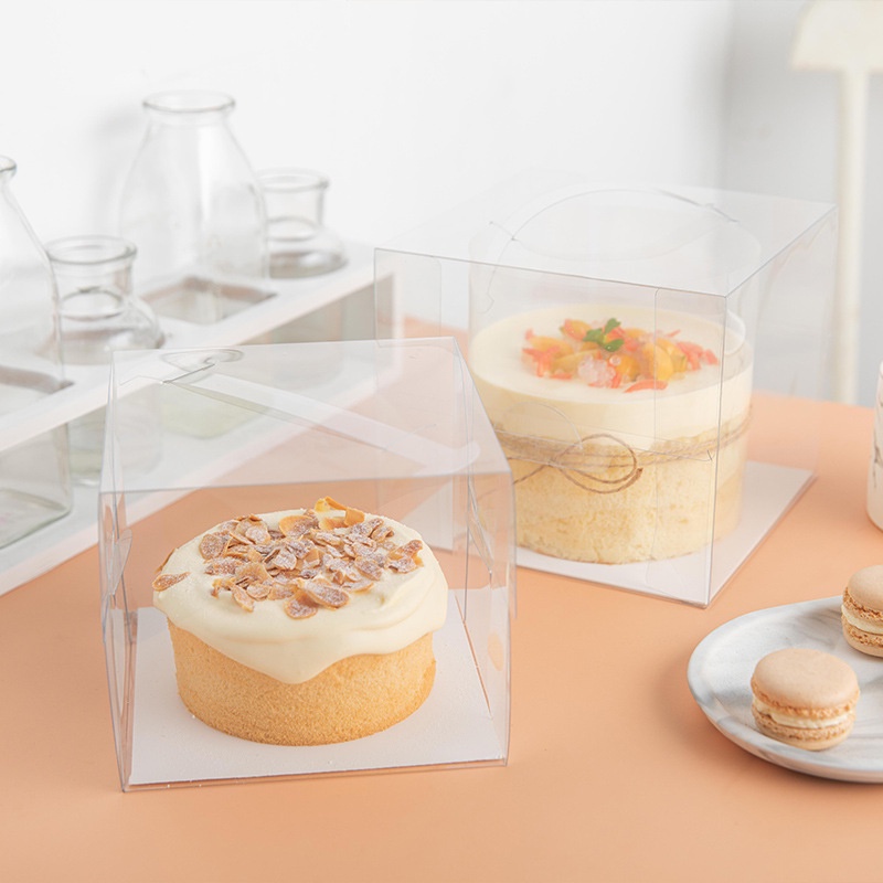 Hộp Đựng Bánh Cupcake 2 / 3 / 4 / 5 Inch Bằng Nhựa Trong Suốt Có Tay Cầm