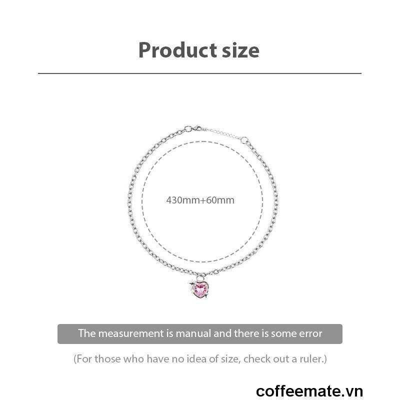【coffeemate】⚡ Bộ Trang Sức Nhẫn / Bông Tai / Vòng cổ Mặt Trái Tim Đính Đá Pha Lê Màu Hồng Thời Trang