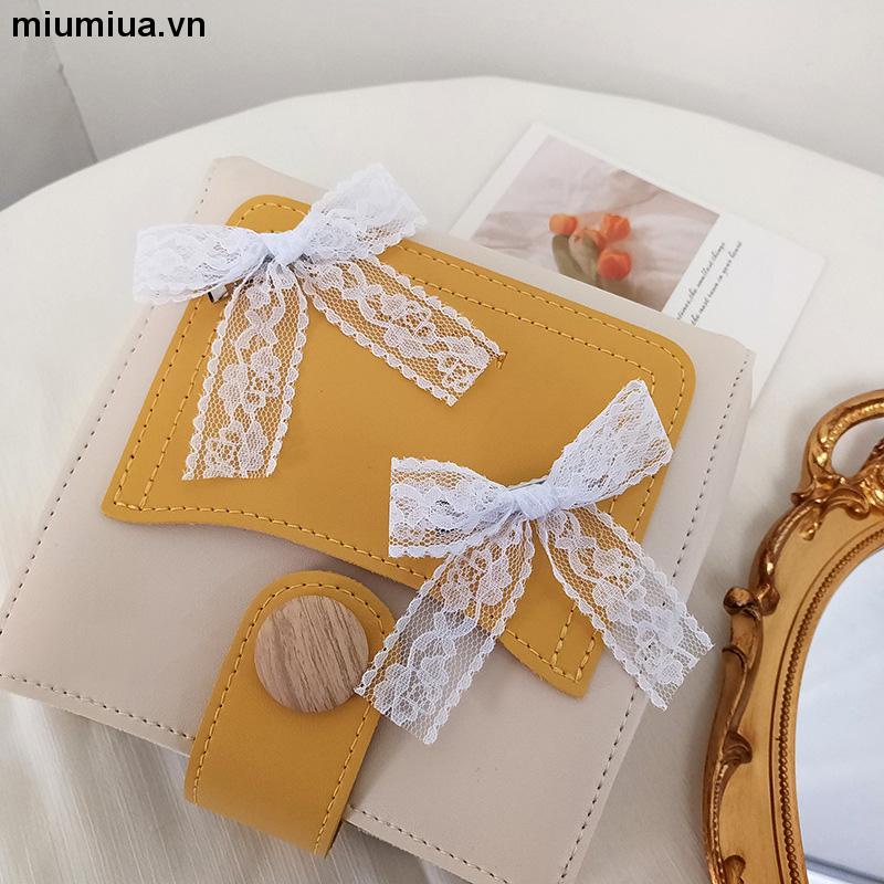 miumiuaKẹp tóc thắt nơ bằng vải ren màu trắng đơn giản dễ thương dành cho nữ