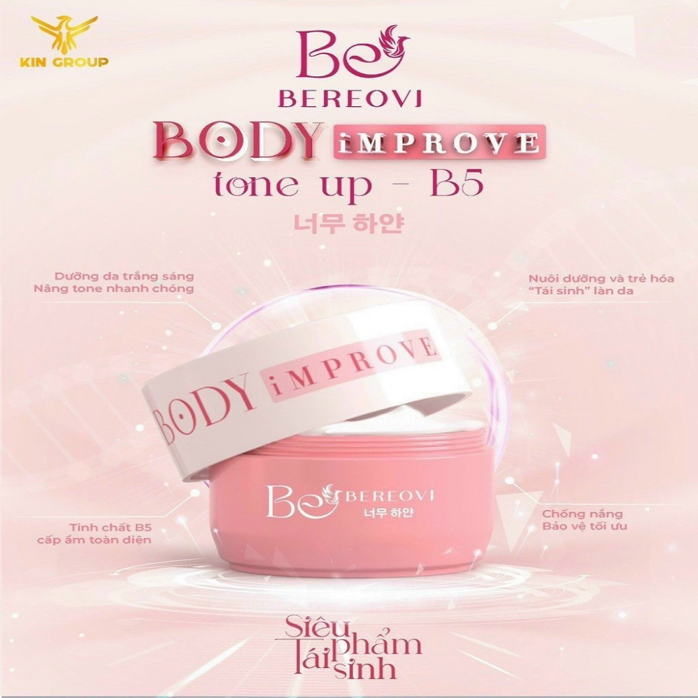 Mẫu mới Kem Body Thu Thủy BEREOVI Improve Tone Up B5 Chính Hãng 220g