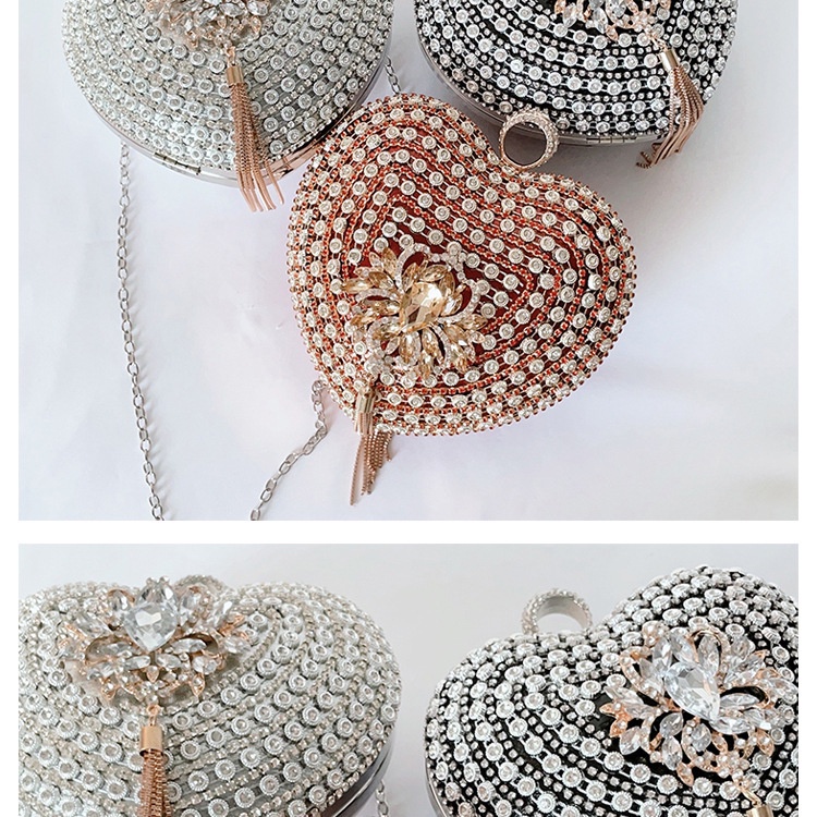 Túi Đeo JASMIN NOIR Chéo Đính Đá Hình Trái Tim Xinh Xắn Cho Nữ