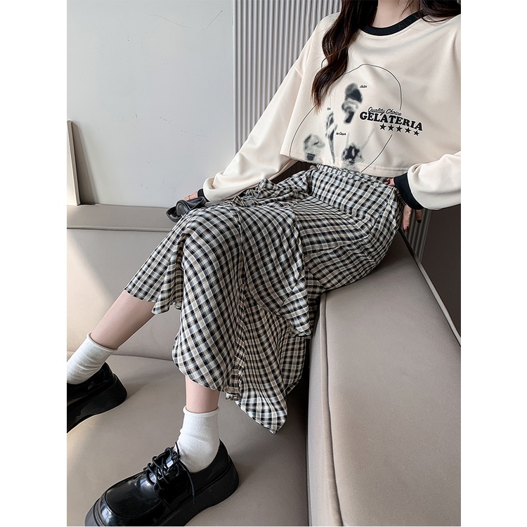 Chân váy đuôi cá MULTIPLICATION dáng dài thiết kế xẻ tà họa tiết kẻ sọc phong cách cổ điển thời trang xuân hè mới cho nữ