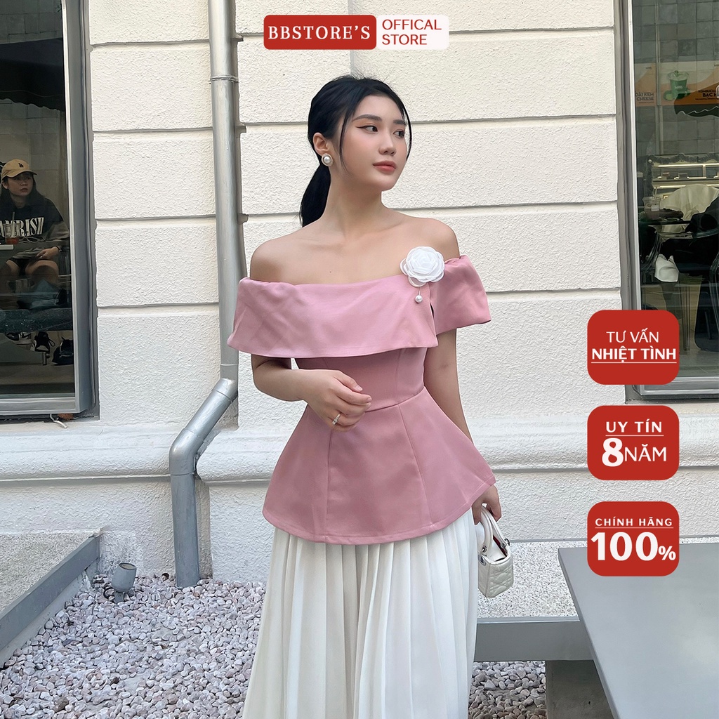 BBSTORE'S Áo Peplum Trễ Vai Thời Trang Đi Làm Dự Tiệc Tôn Dáng (không kèm tag hoa)  - A1466