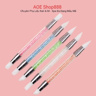 Cọ silicon 2 đầu đa năng (lẻ chiếc) - Bộ cọ nặn hoa, miết foi silicon chuyên dụng trong ngành nail ( AOE Shop888 )