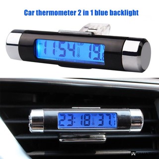 Đồng hồ kỹ thuật số cầm tay cho xe hơi 2in1 nhiệt kế điện tử hiển thị nhiệt độ màn hình kỹ thuật số đèn nền led tự động để trang trí phụ tùng xe hơi phụ kiện xe hơi