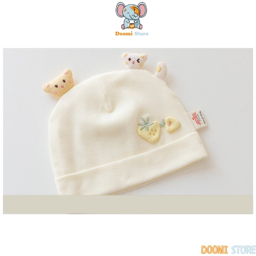 Mũ Sơ Sinh Cao Cấp Siêu Mềm, Mịn Cho Bé Họa Tiết Mèo Con Cực Xinh Cho Bé 0-3 Tháng Doomi Store - SP363
