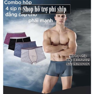Hộp 4 quần sịp nam đùi nam loại thông hơi thoáng khí Quần xì khử mùi hôi