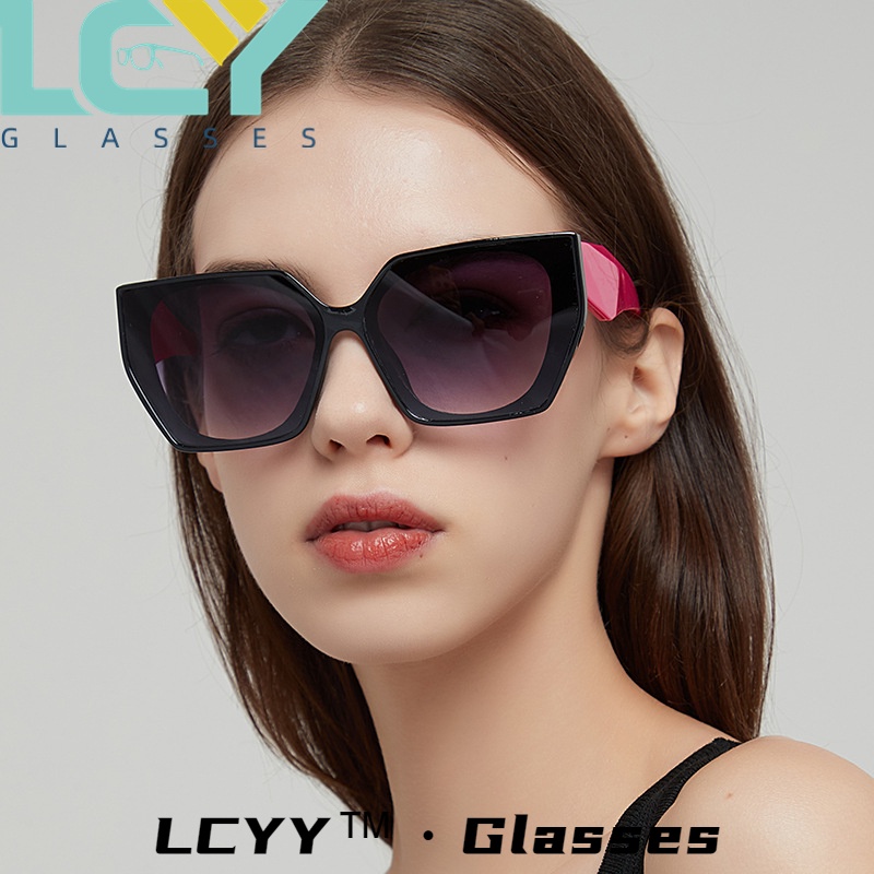 Kính Mát Mắt Mèo Tròng Đa Giác Đính Đá Thời Trang Lcy2023