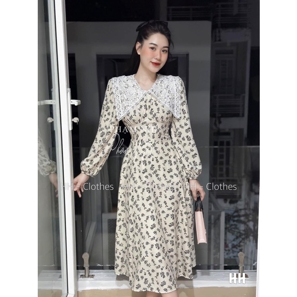 VÁY MAXI HOA CỔ THÊU REN CAO CẤP