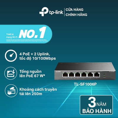 Bộ Chia Tín Hiệu Switch Để Bàn TP-Link TL-SF1006P 6 Cổng 10/100Mbps với 4 Cổng PoE