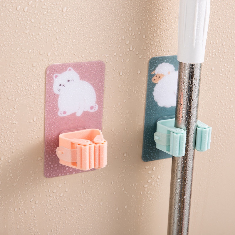 Miếng Dính Treo Chổi Hoạt Hình Decor - Móc Treo Kẹp Giữ Chổi Cọ Dán Tường, Treo Cây Lau Nhà