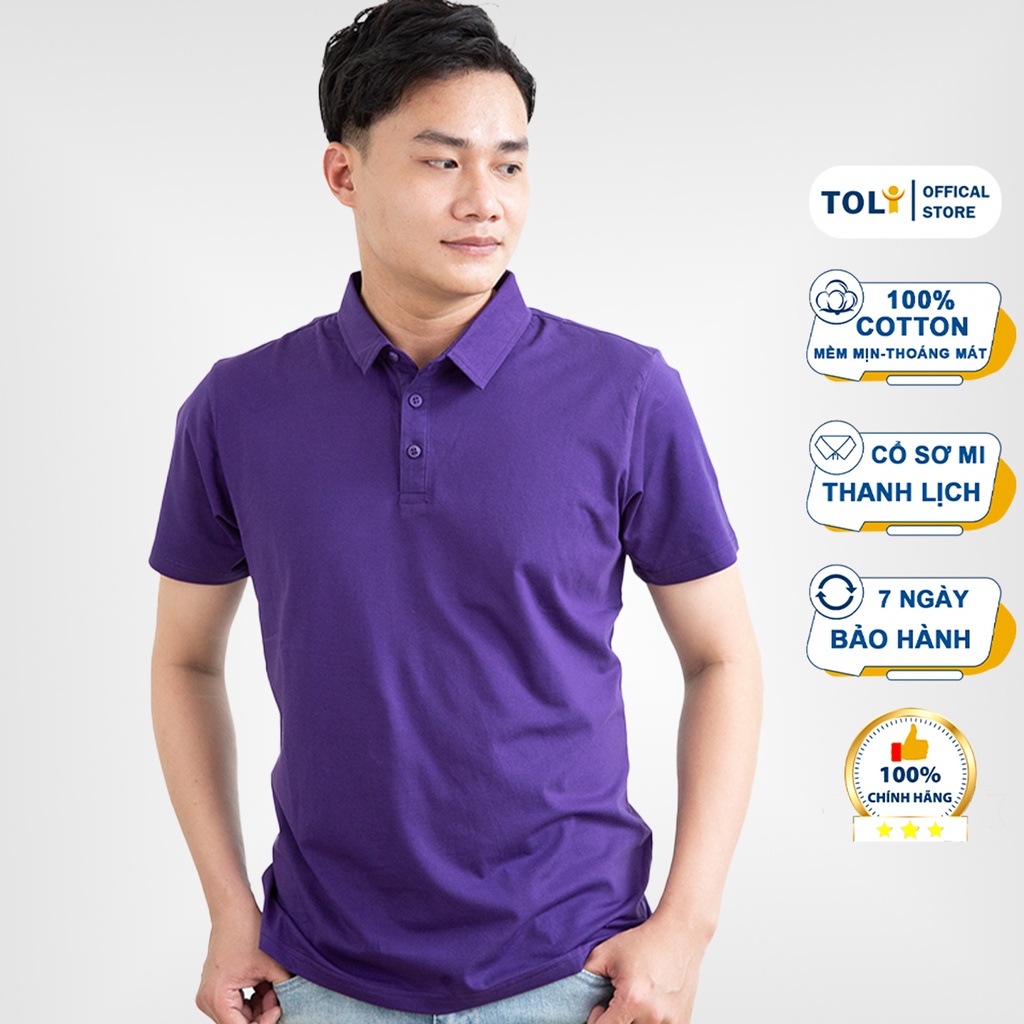 Áo Thun Polo Nam TOLI form cơ bản thanh lịch, vải Cotton 4 chiều cao cấp [TÍM THAN-TM01]