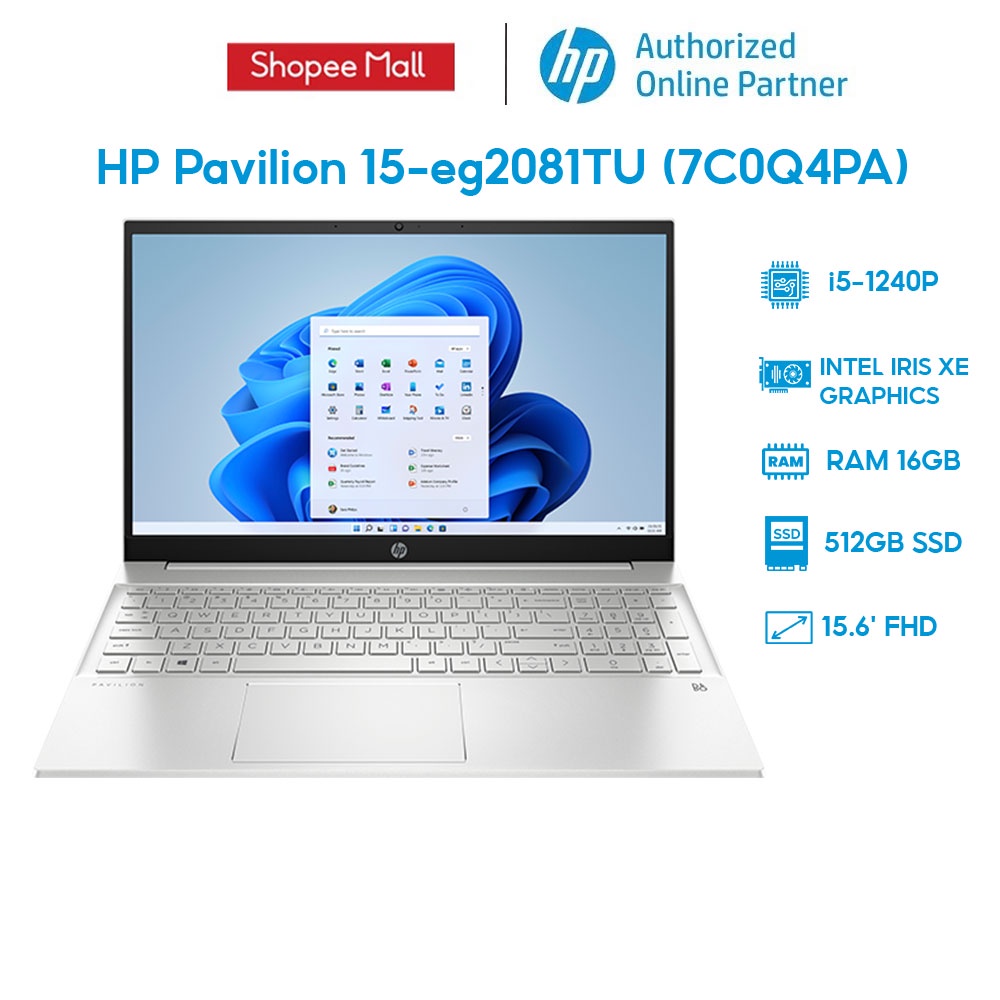 [Mã ELHP3TR giảm 12% đơn 500K] Laptop HP Pavilion 15-eg2081TU 7C0Q4PA i5-1240P | 16GB | 512GB | 15.6' FHD | Win 11