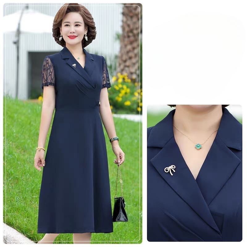 Đầm trung niên cổ vest thiết kế cao cấp 2023