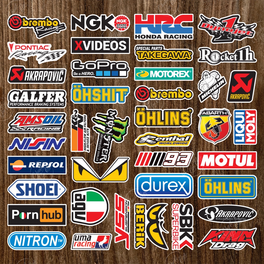 Combo 40 sticker hình dán decal tem xe máy logo fendi ohlins monster