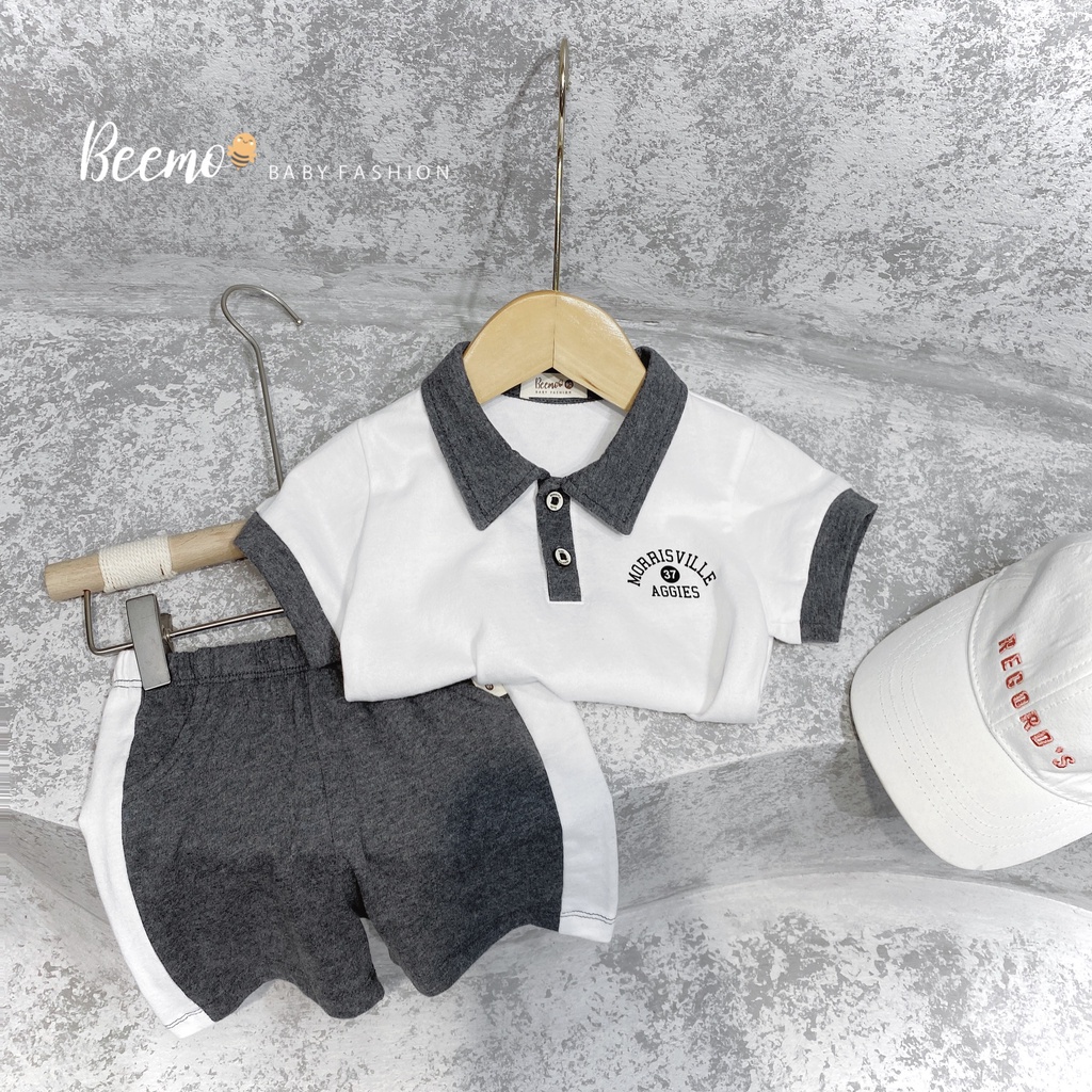 Bộ quần áo cộc tay polo cho bé BEEMO, chất liệu cotton, thiết kế phong cách B262