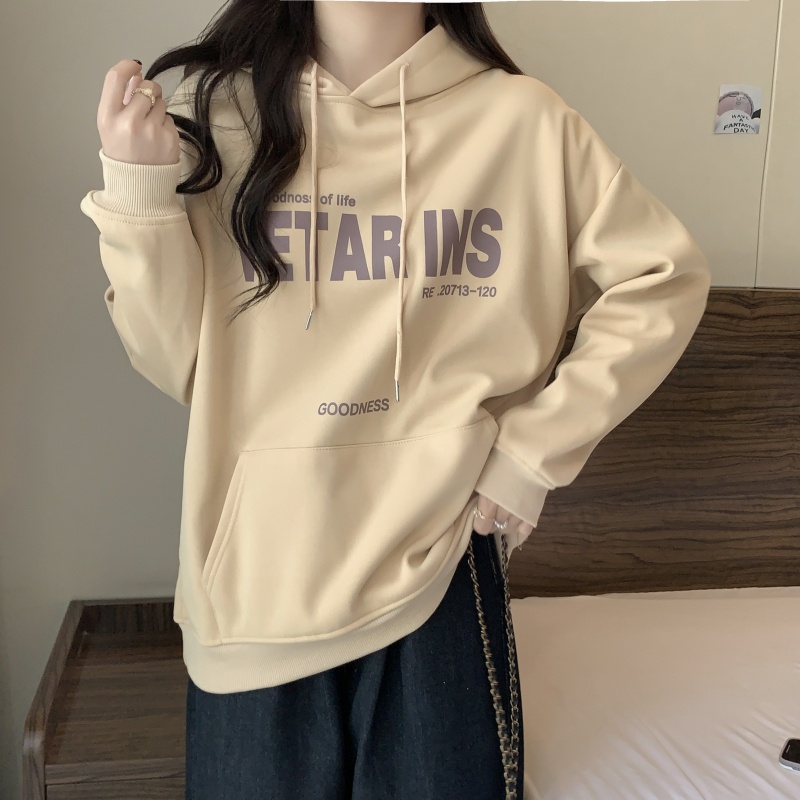 Áo Hoodies Tay Dài Hoạ Tiết Chữ In Phong Cách Hàn Quốc