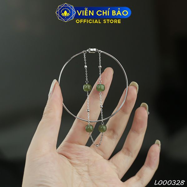 Lắc tay bạc nữ  mix đá xanh lá chất liệu bạc 925 thời trang phụ kiện trang sức Viễn Chí Bảo L000328